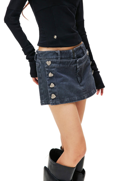 Y2K Heart Wash Mini Skirt