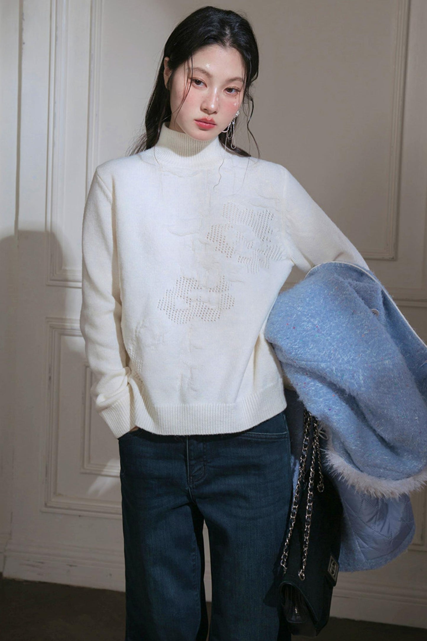 Milky White Turtleneck Top