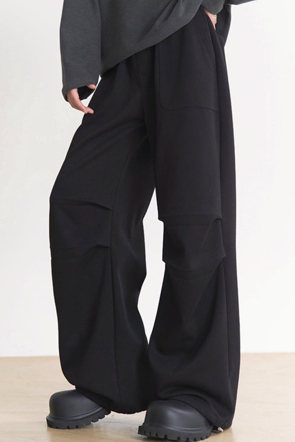 Gravity Museum Knee Pleats Women's Casual Pants - Spring and Fall Straight Fit