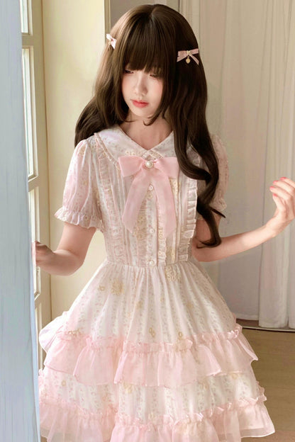 Pink Floral Doll Collar Dress