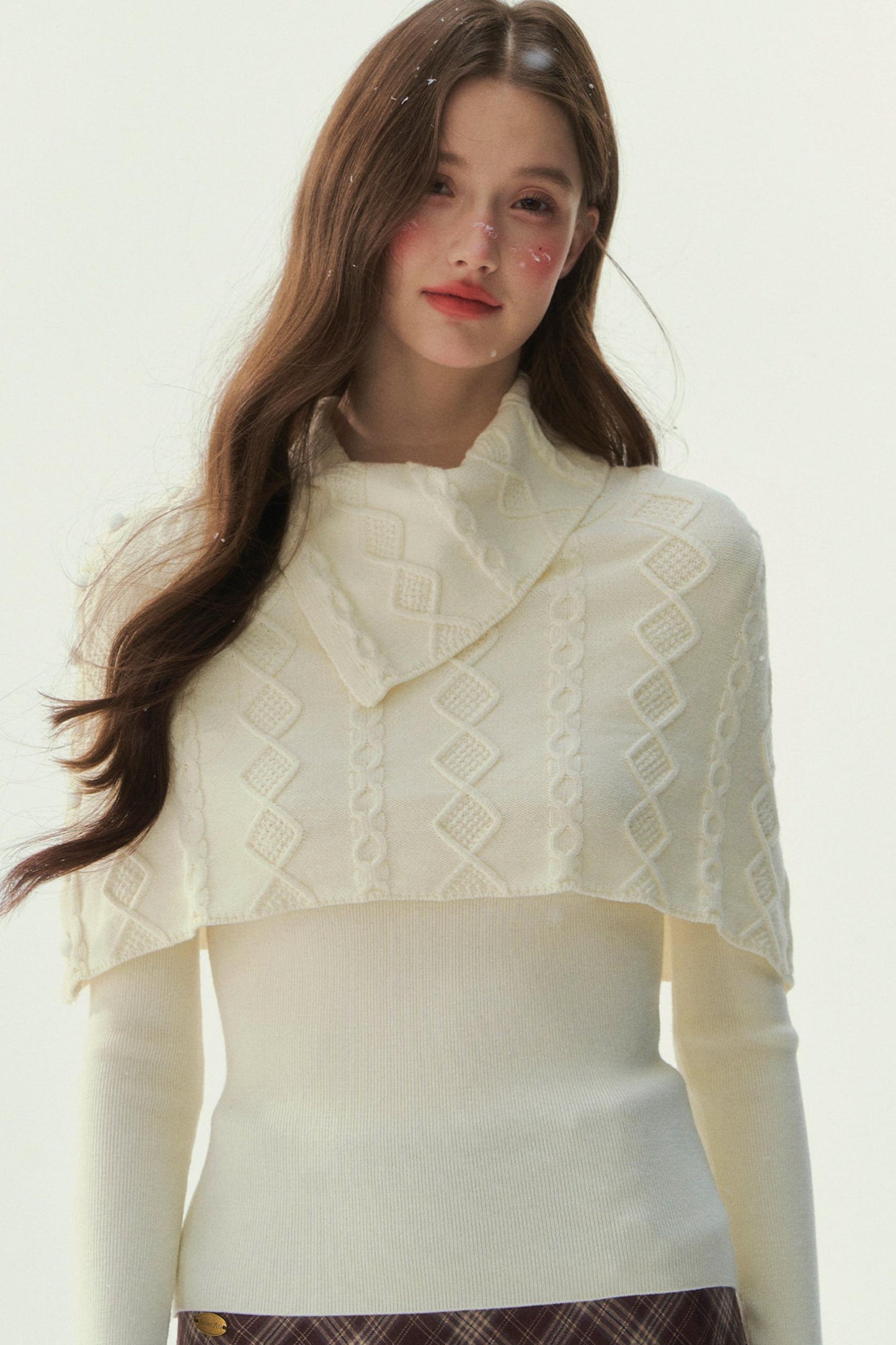 Retro Twist Knit Cape Sweater