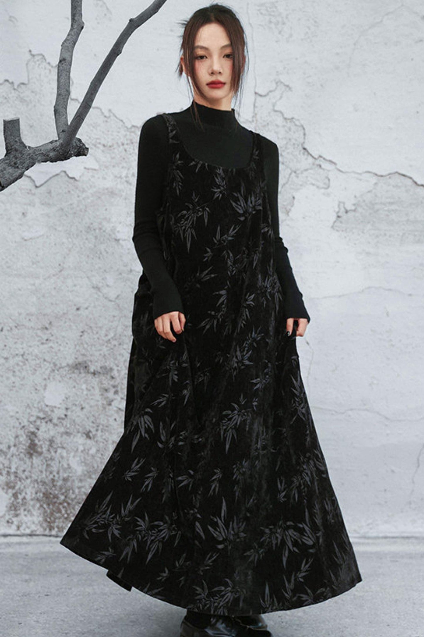 シェニールダークパターンドレス