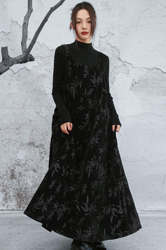 シェニールダークパターンドレス