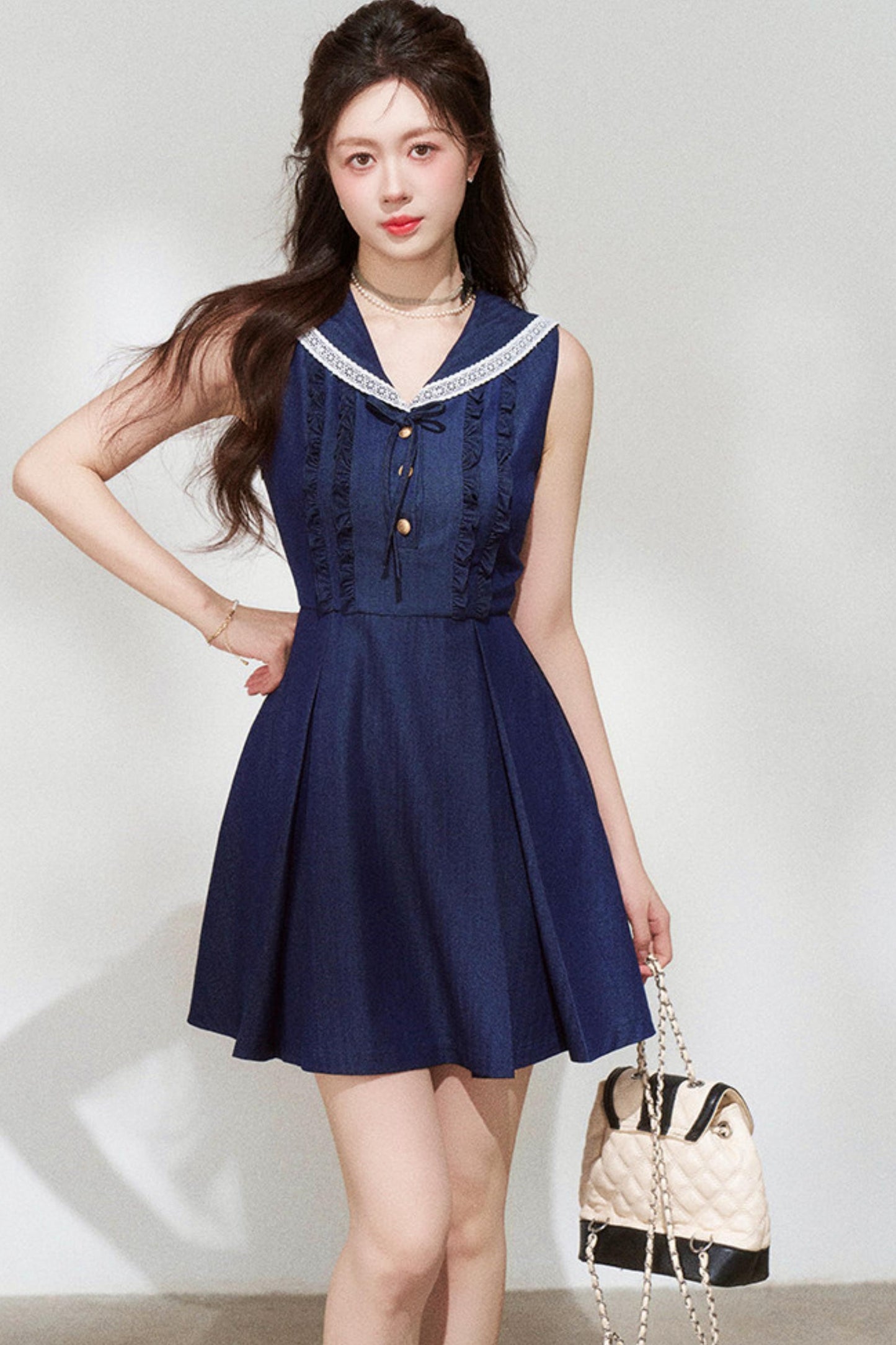 French Sailor Sleeveless Dress