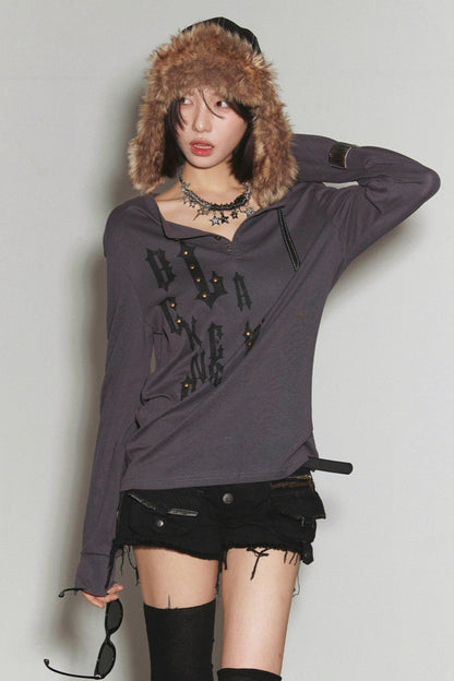 Lyocell Henley Collar Top