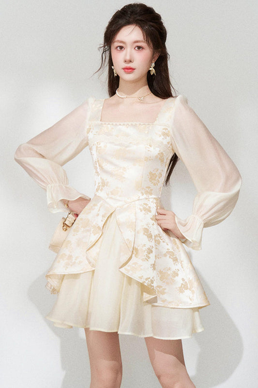 French Jacquard A-Line Dress