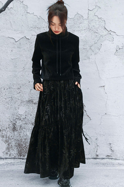 ダークバンブーリーフスカート