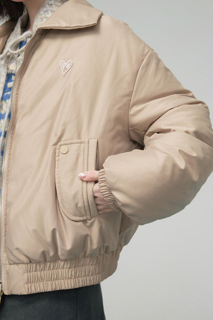 サテンコクーンダウンジャケット