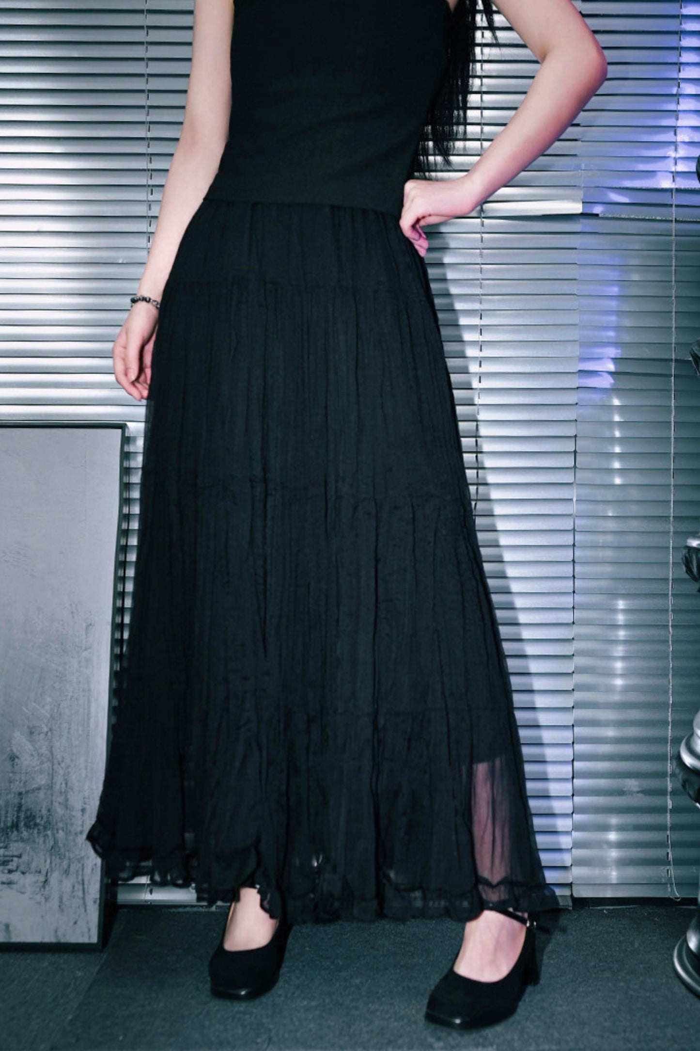 Gothic Chiffon Long Skirt