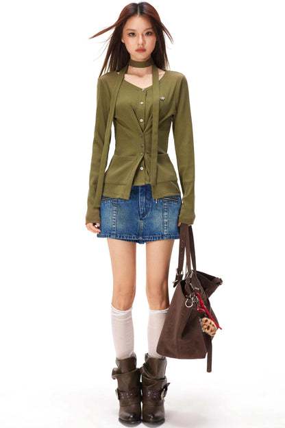 ファインリブドニットカーディガン