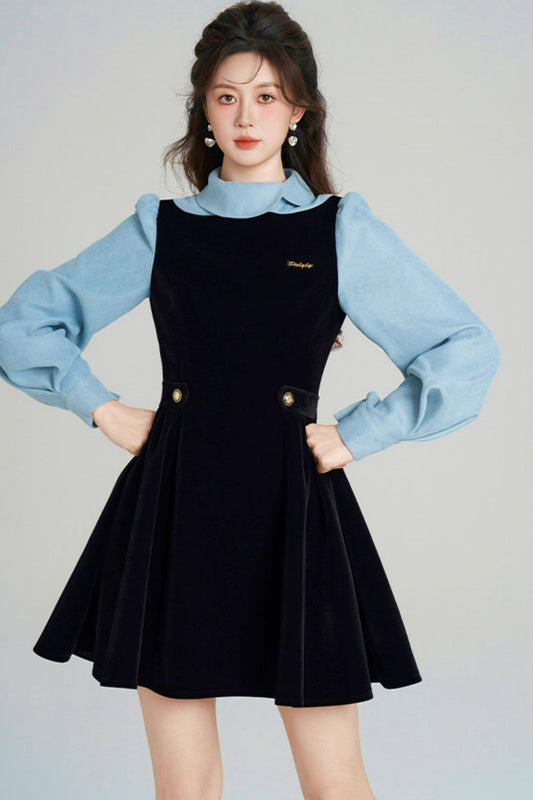 Spliced Velvet Hepburn Dress