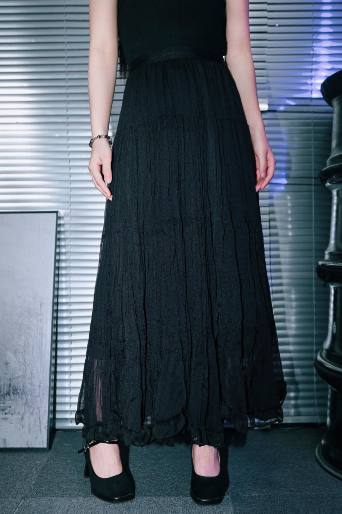 Gothic Chiffon Long Skirt