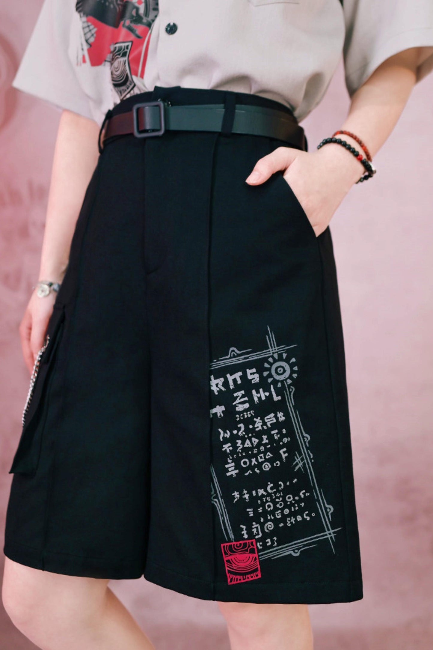 暗号チェーンワイドショートパンツ