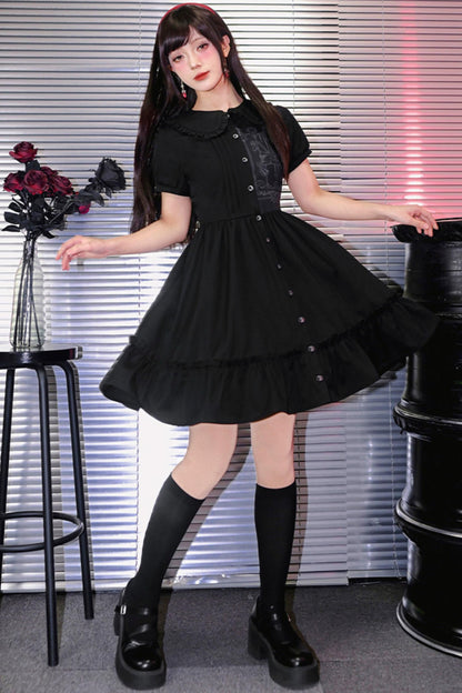 Black Lace Shirt Dress