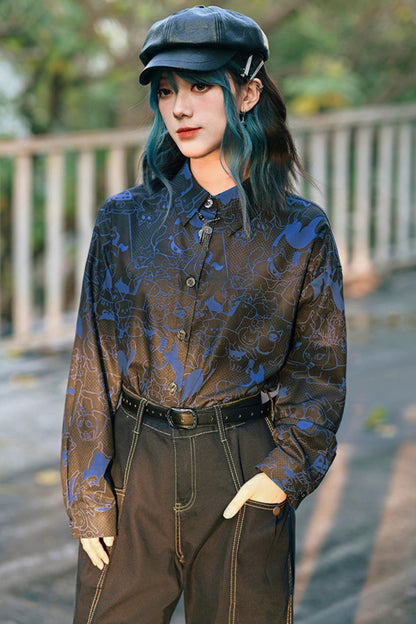 Stellar Meow Full Print Blouse