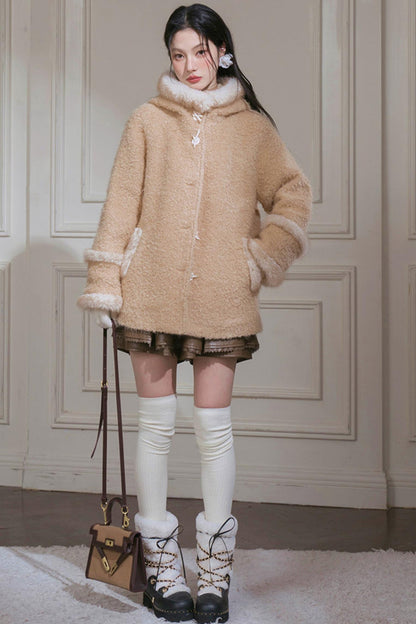 French Sweet Fur Hooded Coat