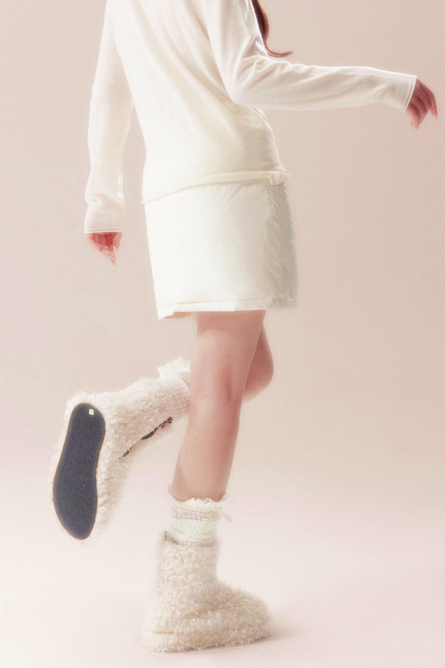 アーモンドクリームラッフルドスカート