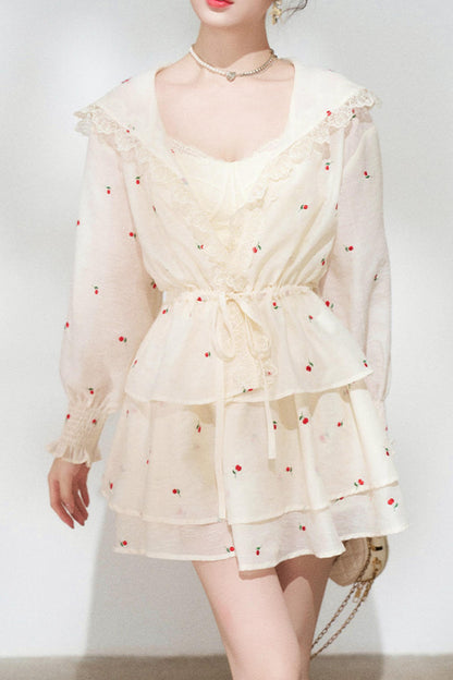 Lace Hooded Jacket + Top + Skirt