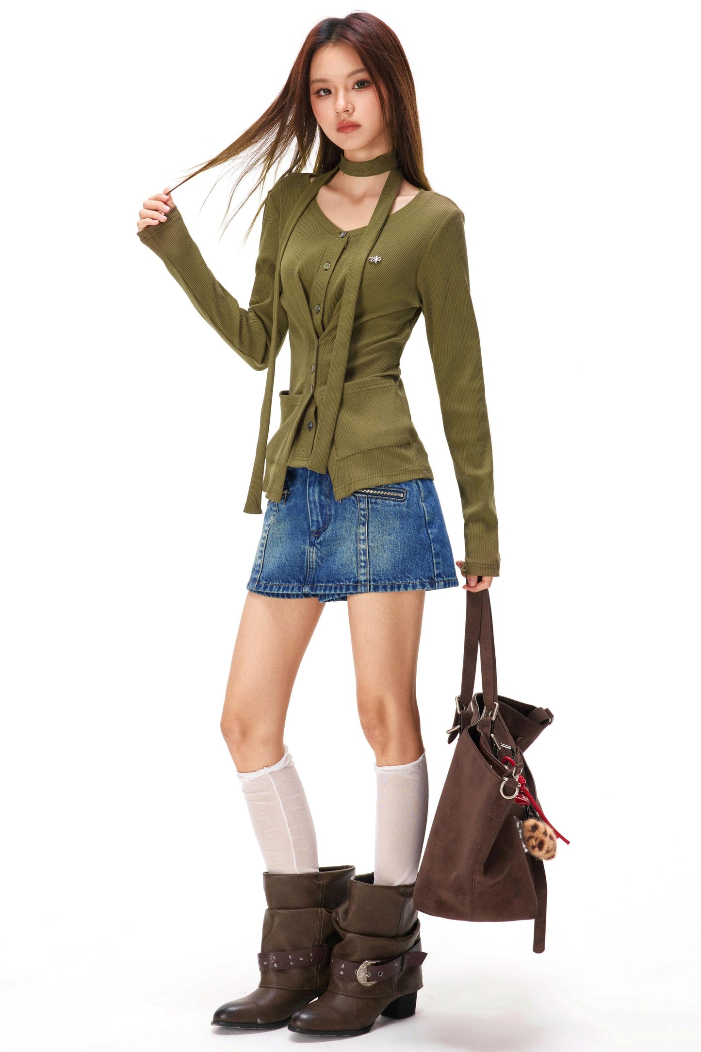 ファインリブドニットカーディガン