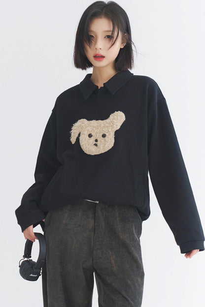 Gravity Museum Plush Puppy Sweatshirt - Women's Winter Comfort Top 2024