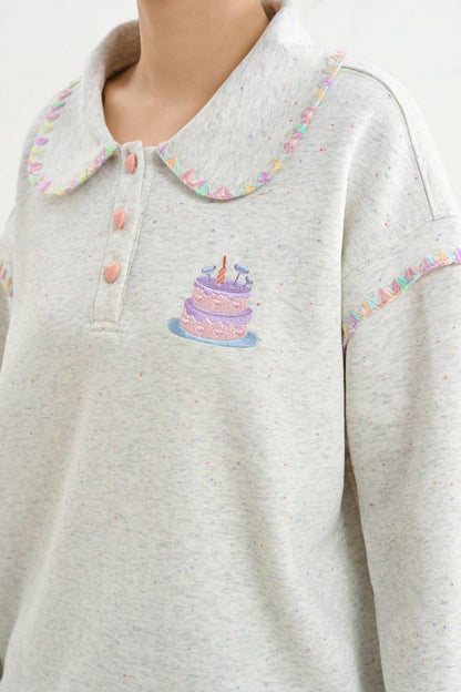 Mori Embroidery Doll Collar Sweatshirt