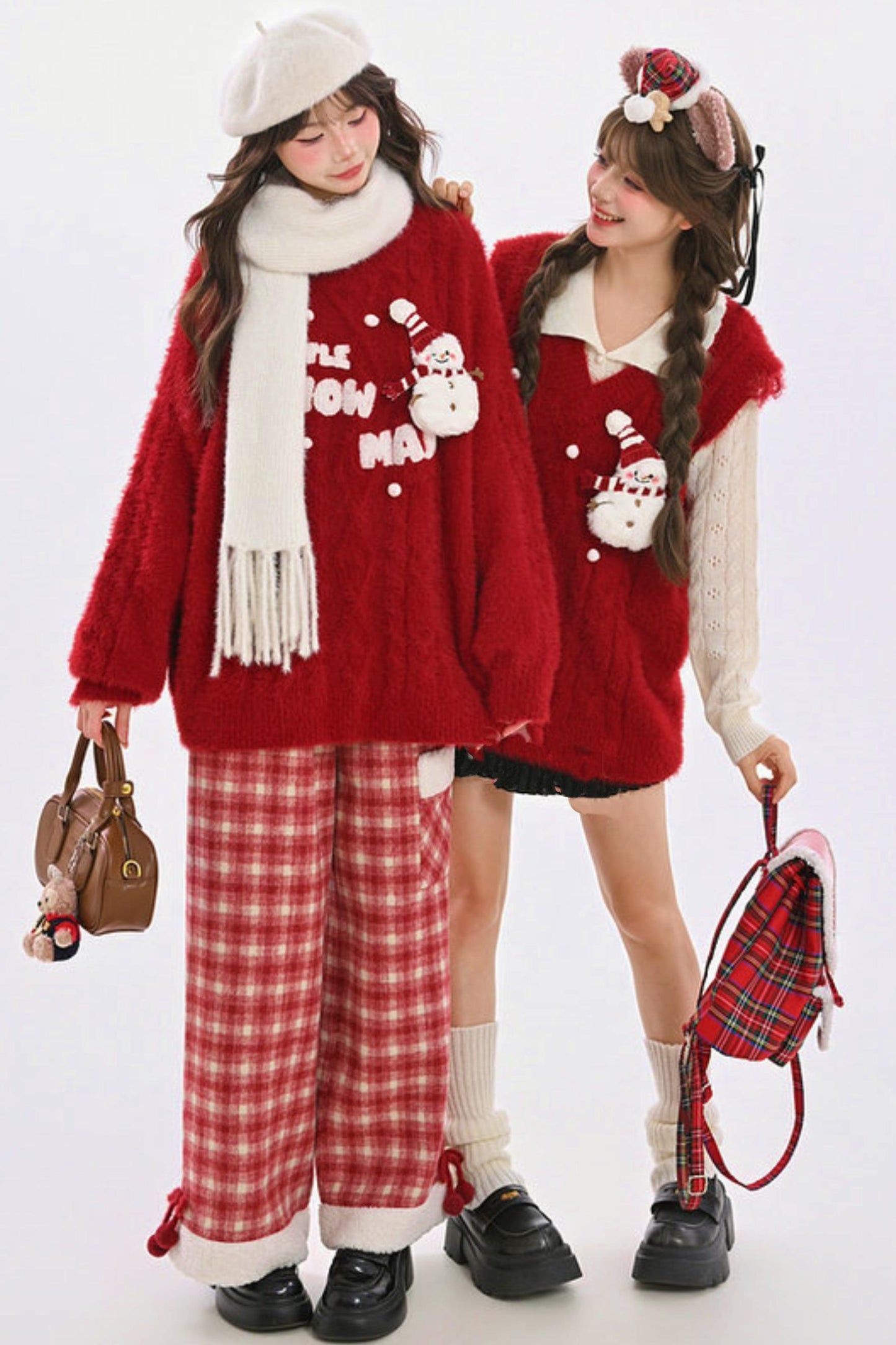 スイートスノーマンベスト+セーター