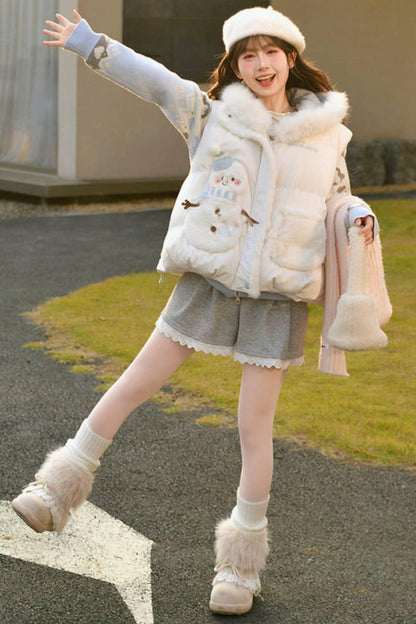 Forest Girl Cartoon Down Vest