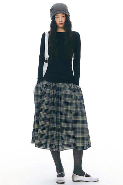 チェックレトロミディスカート