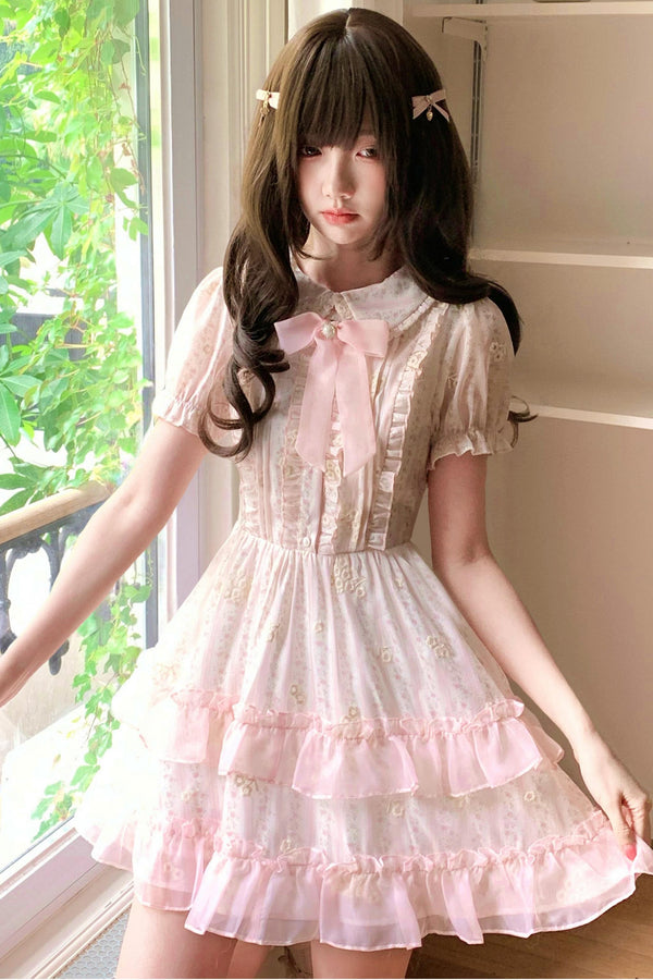 Pink Floral Doll Collar Dress