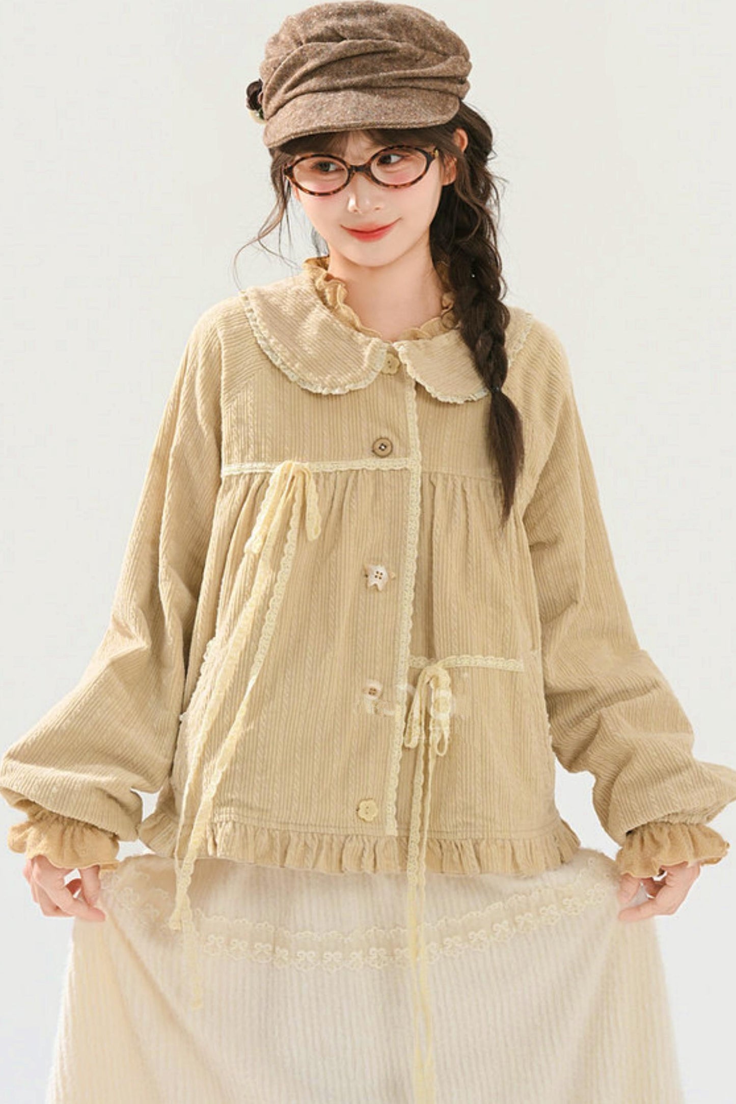 Mori Lace Trim Cotton Jacket + Skirt