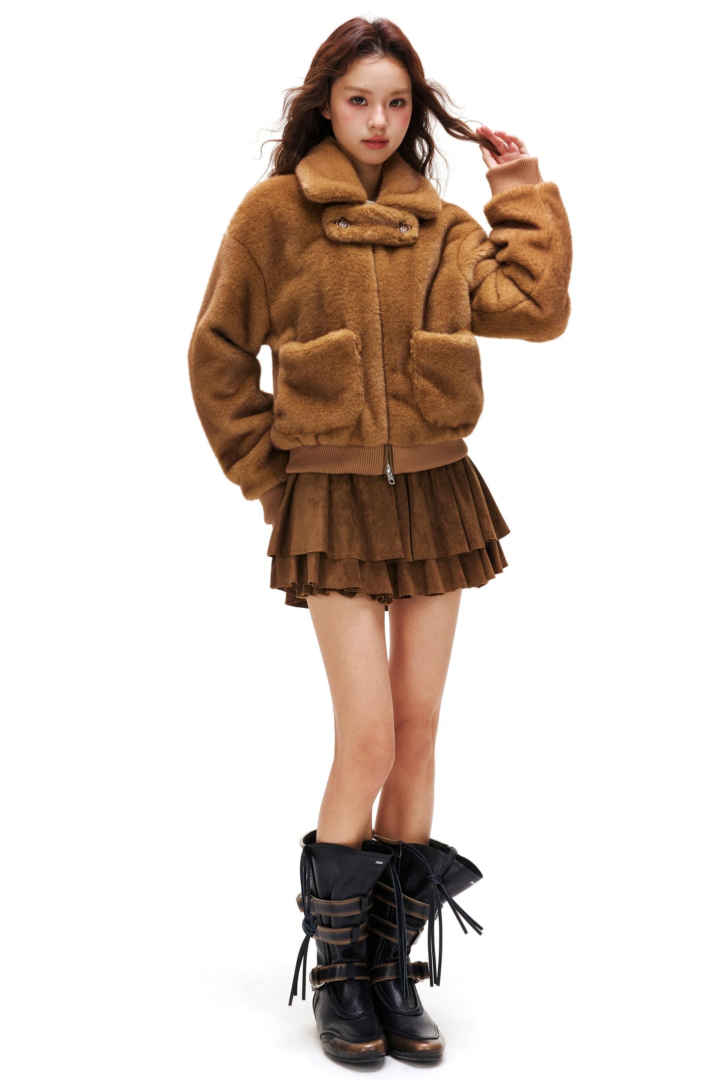 スエードラッフルドスカート