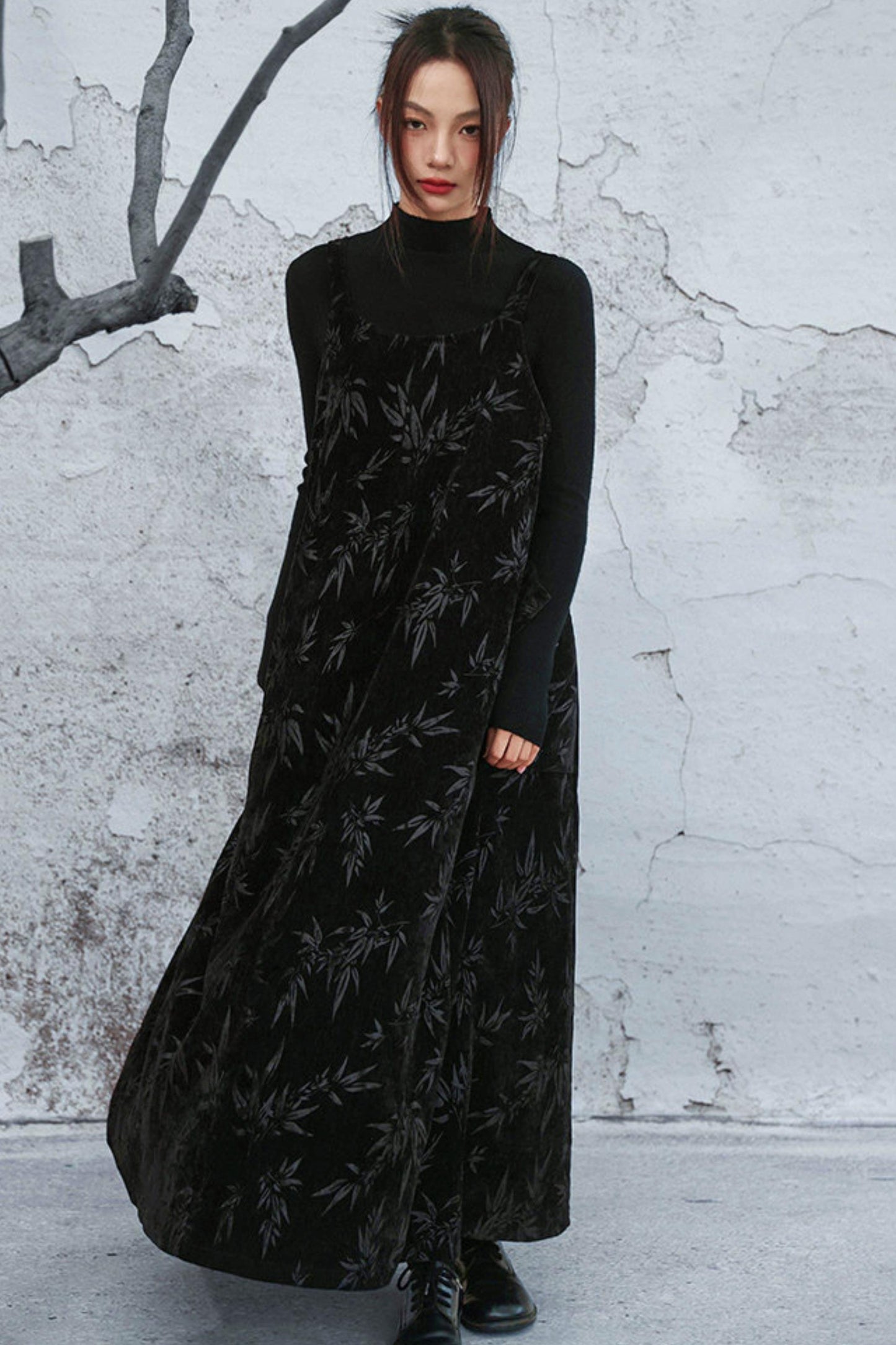 シェニールダークパターンドレス