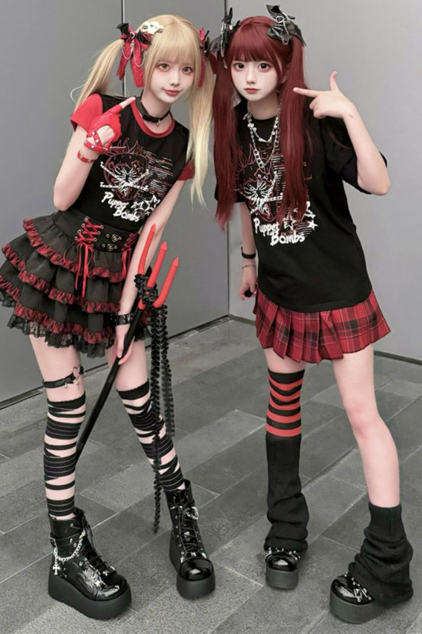 [Pre-Order] Subculture Dark Kawaii Punk T-Shirt + Skirt