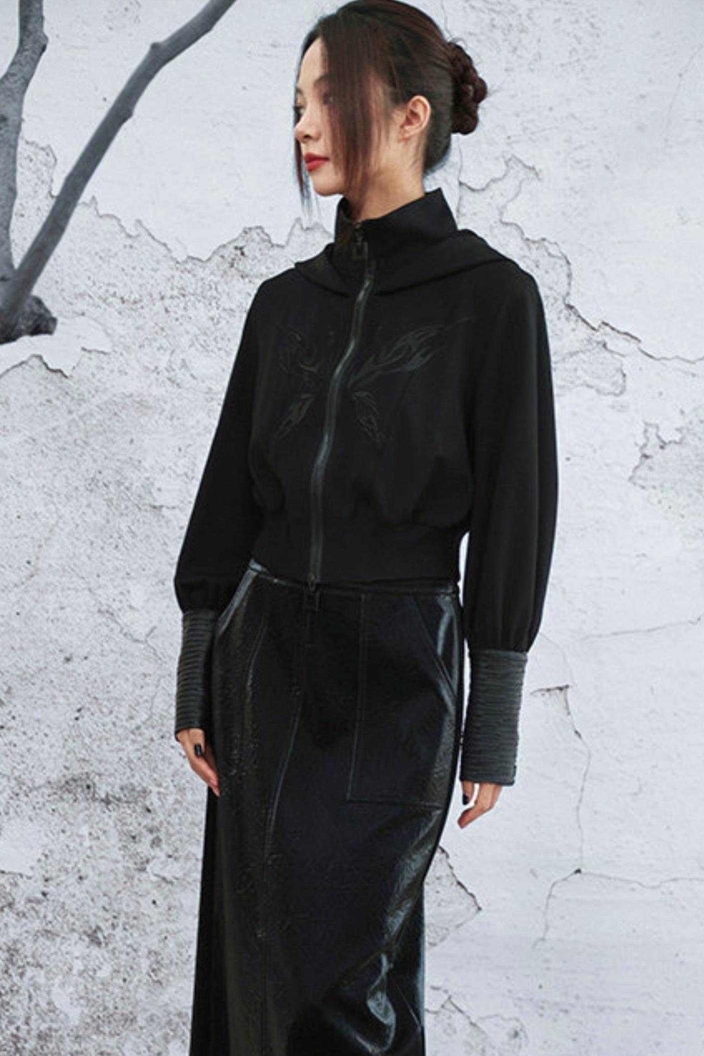 ダークビッグフードショートジャケット