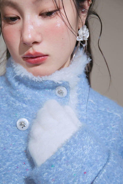 Snowy Blue Wool Coat