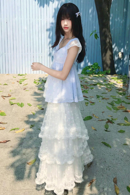 Jacaranda Lace Trim Top + Skirt