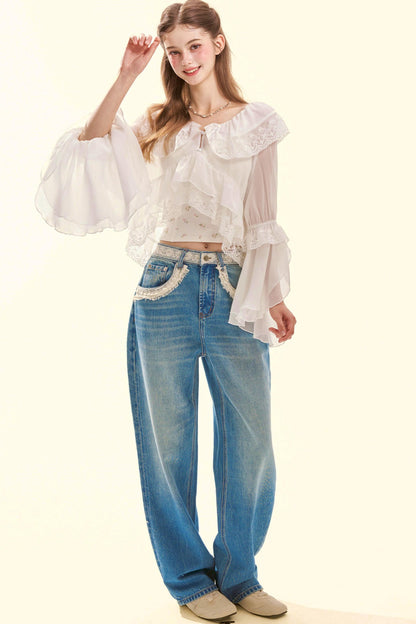 Spitzen-Vintage-Jeansstoff