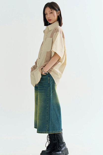 colorblock spliced shirt