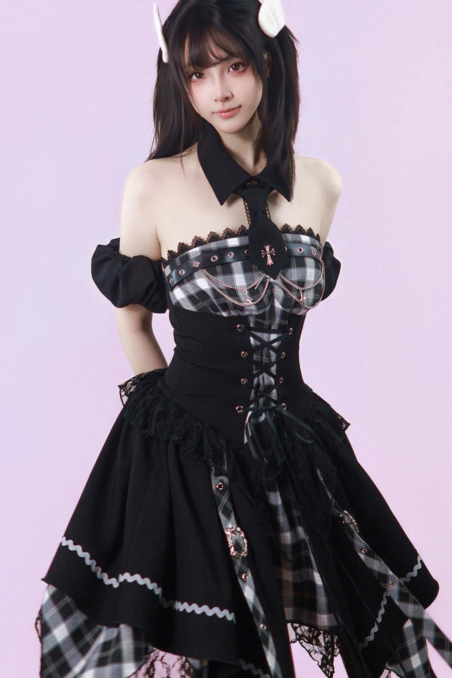 Robe punk gothique subculturelle à carreaux