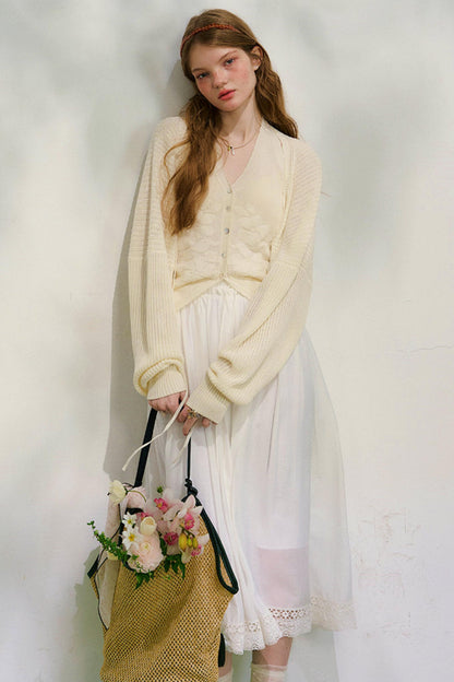 コットンレースチェックスカート