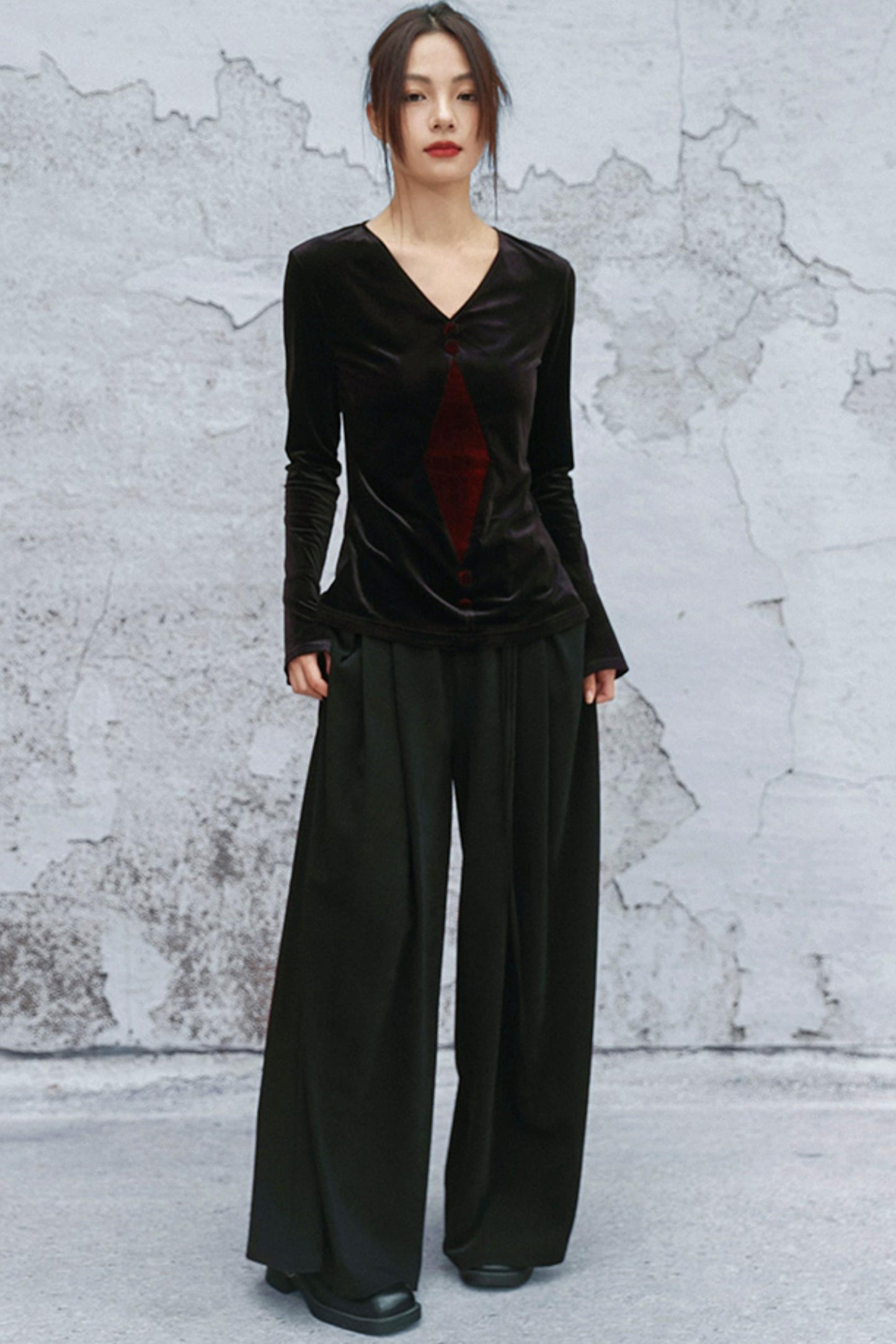 ゴシックベルベットベルスリーブブラウス