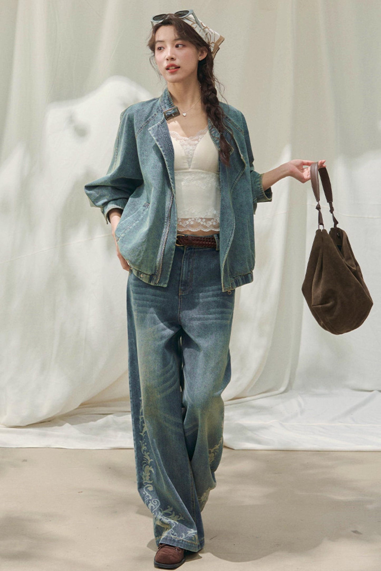 Laser Embossed Vintage Jeans