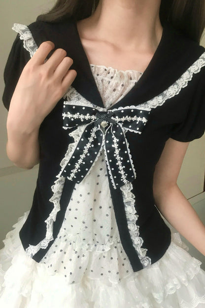 ミルクドットドールトップス＋スカート