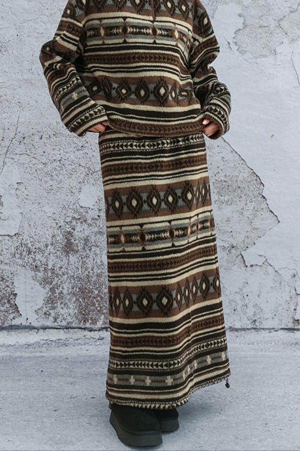 レトロドローストリングファースカート