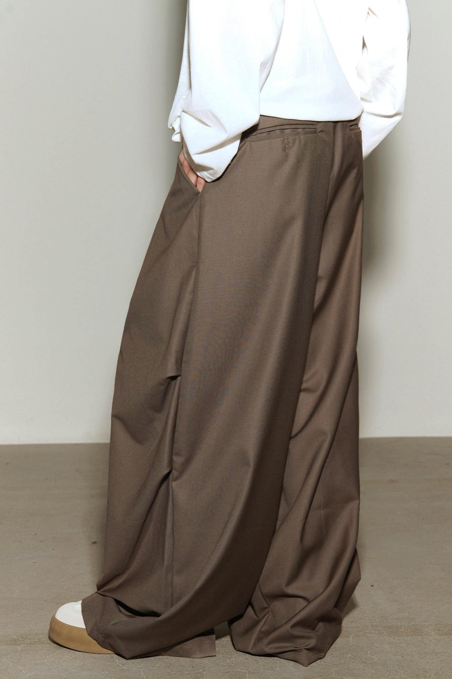 重力高腰阔腿裤