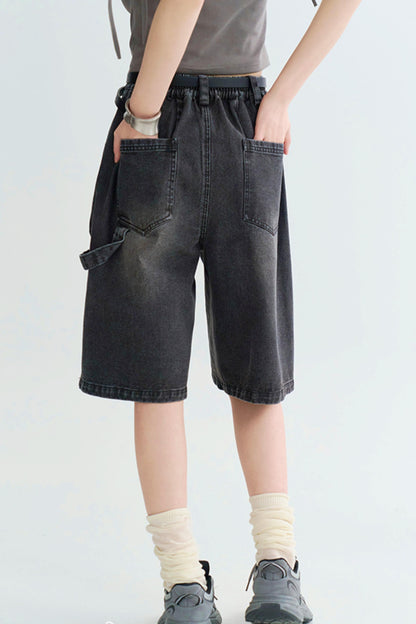 ストライプコントラストクロップドジーンズ