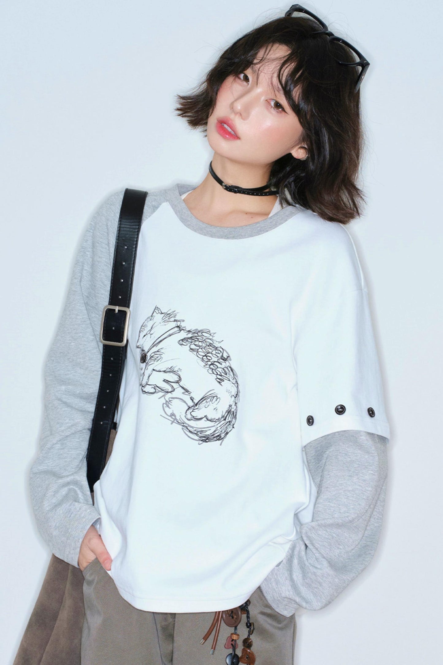 Gravity Cat Patchwork Top