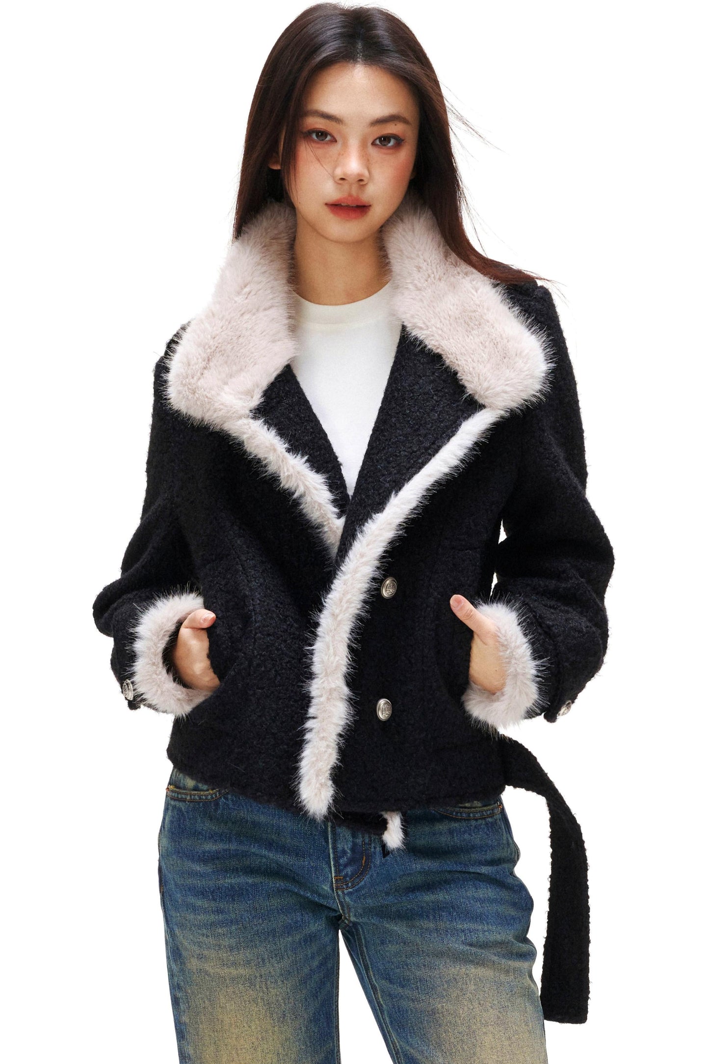 スタンドカラーモードコート