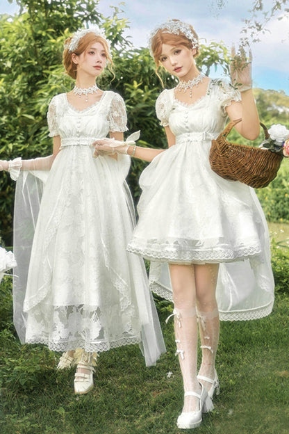 ホワイティトップス＋ストラップロリータドレス＋ヘアアクセサリー