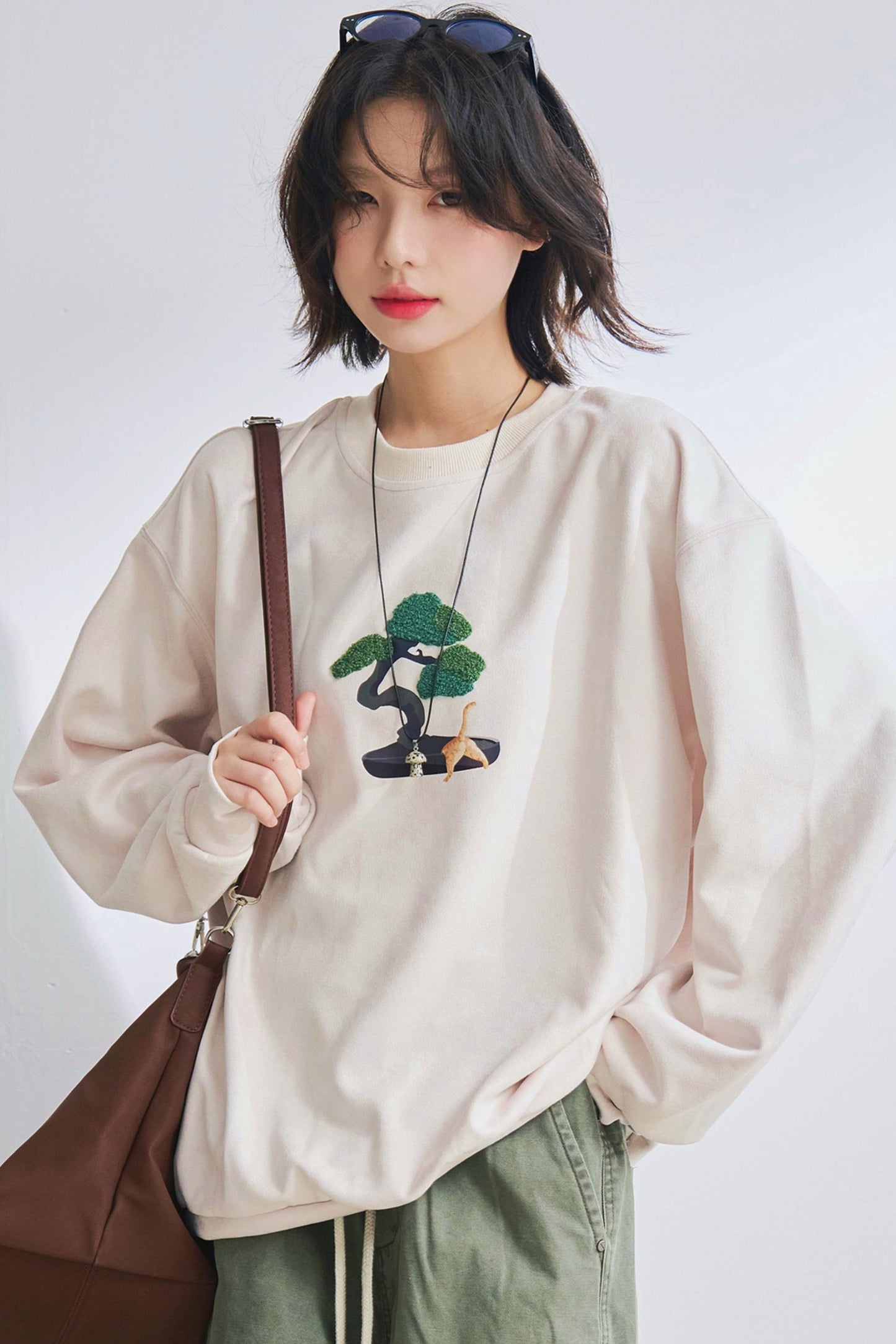 ボンサイクルーネックロングスリーブTシャツ